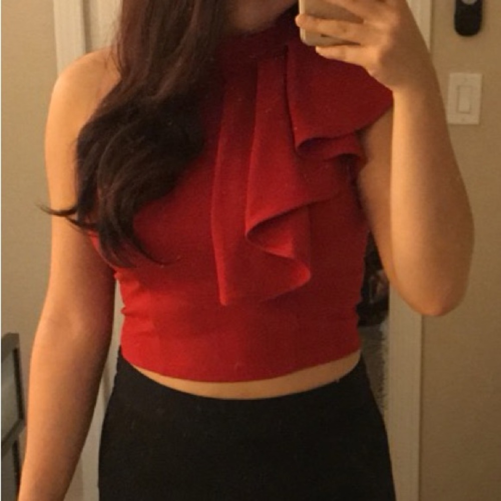 Windsor Ruffle One Shoulder Crop Top - Picture 6 of 6